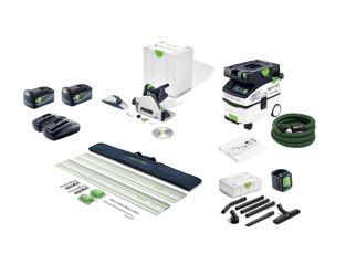 Festool TSC 55 KEB Plunge Saw and Dust extractor CTL MIDI 240v With Rails Kit, Batteries, Cleaning Set and Module