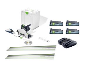 Festool 36v Cordless TSC 55 Plunge Saw, Rails, 4 x 4ah Batteries and Duo Charger
