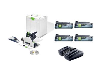 Festool 36v Cordless TSC 55 Plunge Saw and 4 x 4.0ah Batteries and Duo Charger