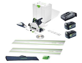 Festool Cordless TSC 55 Plunge Saw, KP Rails, Bag, Batteries and Charger