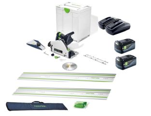Festool Cordless TSC 55 Plunge Saw, Rails, Bag, Batteries and Duo Charger