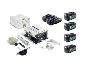 Festool Cordless Table Saw CSC SYS 50 with 4 x 5ah Batteries and Dual Charger