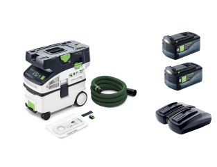 Festool 36v Cordless Extractor CTLC Midi, 2 x 5.0ah Batteries & Duo Charger