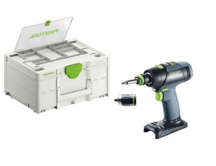 Festool Cordless drill T 18+3-Basic in Clear Lid Insert Systainer 577226