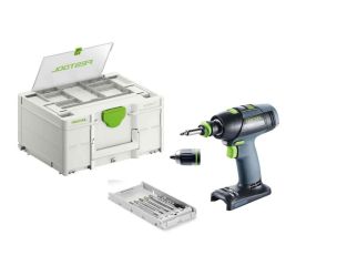 Festool 18v Cordless drill T 18+3 with Accessory Systainer and Bit Set