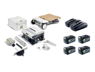 Festool Cordless Table Saw CSC SYS 50 Set with 4 x 5ah Batteries and Dual Charger