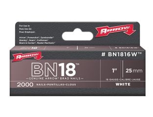 Arrow BN1816 Brad Nails 25mm White Head Pack 2000 ARRBN1816W