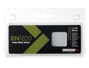 Arrow BN1820 Brad Nails 32mm 18g Pack 1000 ARRBN1820
