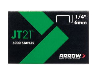 Arrow JT21 T27 Staples 6mm (1/4in) Box 5000 ARRJT2114