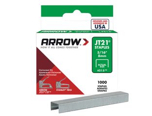 Arrow JT21 T27 Staples 8mm ( 5/16in) Box 5000 ARRJT21516