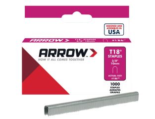 Arrow T18 Staples 10mm (3/8in) Box 1000 ARRT1838S