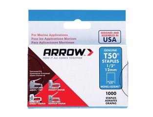 Arrow T50M 508m Monel Staples 12mm (1/2in) Box 1000 ARRT5012MS