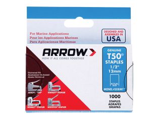 Arrow T50M 505m Monel Staples 8mm ( 5/16in) Box 1000 ARRT50516MS