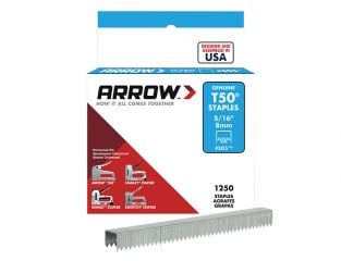 Arrow T50 Staples 8mm (5/16in) Box 1250 ARRT50516S