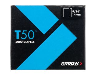 Arrow T50 Staples 14mm (9/16in) Pack 5000 (4 x 1250) ARRT50916