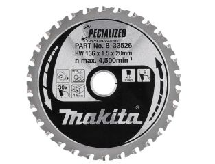 Makita TCT Specialised Circ Saw Blade for Metal 136x20mmx30T B-33526