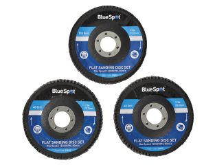 BlueSpot Tools Sanding Flap Disc Set 3 Piece 115mm (4.1/2in) B/S19642