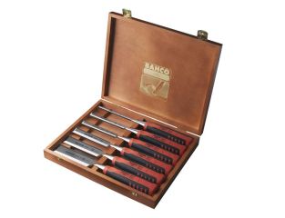 Bahco 424P-S6 Bevel Edge Chisel Set in Wooden Box, 6 Piece BAH424PS6