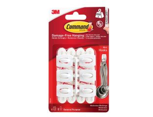 Command White Mini Hooks (6 Hooks + 8 Strips) COM17006