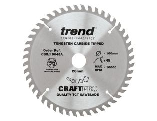 Trend 160mm x 48T x 20mm Trimming Cross Cut  Saw Blade CSB/16048A