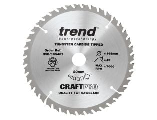 Trend Craft Saw Blade Thin Kerf 165x20x40T CSB/16540T