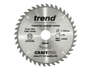 Trend Craft Saw Blade 190x30x40T CSB/19040