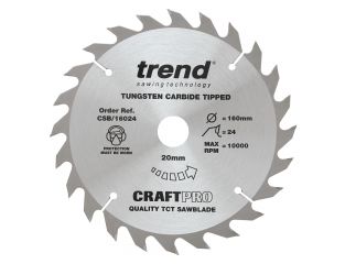 Trend Craft saw blade 160mm x 24 teeth x 20mm CSB/16024