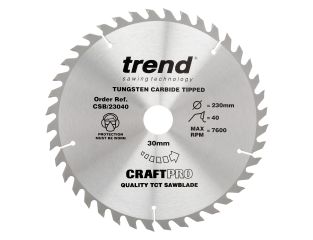 Trend Craft saw blade 230mm x 40 teeth x 30mm CSB/23040