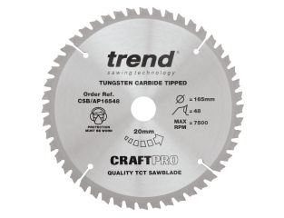 Trend Craft Saw Blade Aluminium & Plastic 165x20x48T CSB/AP16548