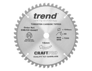 Trend Craft Saw Blade Negative Hook 184x16x48T Thin CSB/CC18448T