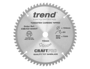 Trend Craft Saw Blade Negative Hook 184x16x60T Thin CSB/CC18460T