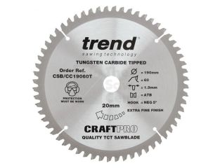 Trend Craft Saw Blade Crosscut Thin Kerf 190x20x60T CSB/CC19060T