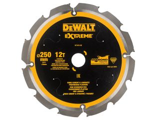 DeWALT Extreme PCD Fibre Cement Saw Blade 250 x 30mm x 12T DEWDT1474QZ