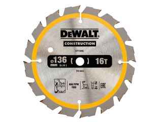 DeWALT Cordless Construction Trim Saw Blade 136 x 10mm x 16T DEWDT1946QZ