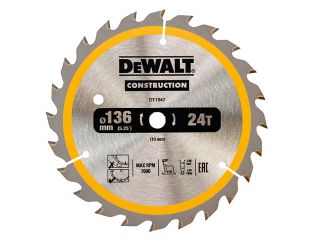 DeWALT Cordless Construction Trim Saw Blade 136 x 10mm x 24T DEWDT1947QZ