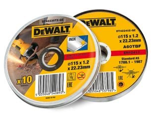 DeWALT DT42335TZ Inox Metal/Stainless Cutting Disc 115 x 1.2 x 22.23mm (Tin of 10) DEWDT42335TZ