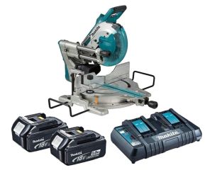 Makita 36v Slide Compound Mitre Saw DLS110Z, 5ah Batteries and Dual Charger