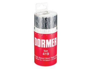 Dormer A191 No.419 Metric HSS Drill Set of 19 1.0-10.0 x 0.5mm DORSET419
