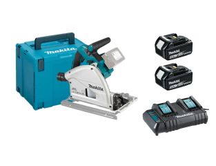 Makita DSP600ZJ 36v Brushless Plunge Saw, 5ah Batteries and Twin Charger