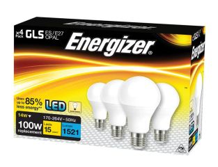 Energizer® LED ES (E27) Opal GLS Non-Dimmable Bulb, Warm White 1521 lm 13.2W (Pack 4) ENGS14424