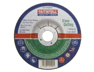 Faithfull Depressed Centre Stone Cut Off Disc 100 x 3.2 x 16mm FAI1003SDC