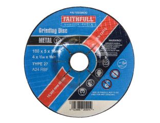 Faithfull Depressed Centre Metal Grinding Disc 100 x 5 x 16mm FAI1005MDG