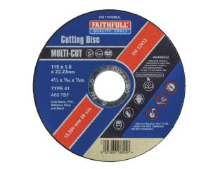 Faithfull Multi-Purpose Cutting Discs 115 x 1.0 x 22.23mm (Pack 10) FAI11510MUL