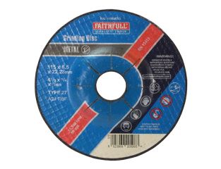 Faithfull Depressed Centre Metal Grinding Disc 115 x 6.5 x 22.23mm FAI1156MDG