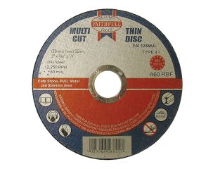 Faithfull Multi-Purpose Cutting Discs 125 x 1.0 x 22.23mm (Pack of 10) FAI12510MUL
