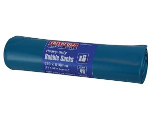 Faithfull Blue Heavy-Duty Rubble Sacks (Roll 6) FAIBAGRS6H