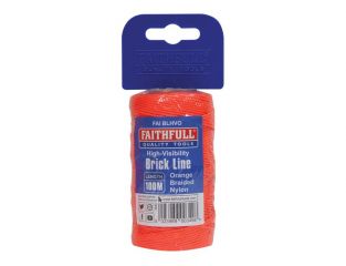 Faithfull Hi-Vis Nylon Brick Line 100m (330ft) Orange FAIBLHVO