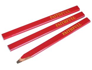 Faithfull Carpenter's Pencils - Red / Medium (Pack 3) FAICPR