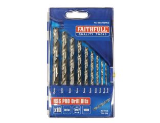 Faithfull HSS Drill Bit Set of 10 M2 1 - 10mm FAIMSET10PRO