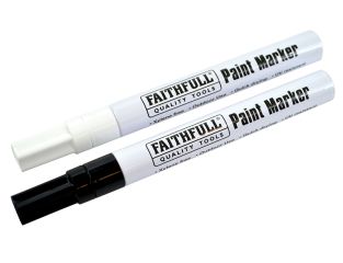 Faithfull Paint Marker Pen Black & White (Pack 2) FAIPMBLKWHI